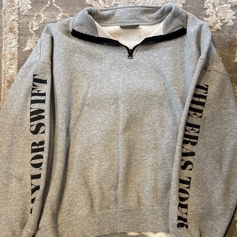 Taylor Swift Gray and Black Quarter Zip Sweatshirt